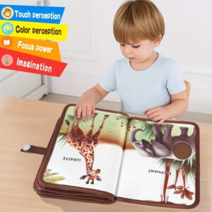 Brinquedos para bebês Livro de toque de animais para crianças Deixe o bebê sentir diferentes materiais Promova o desenvolvimento sensorial Melhore a cognição animal Livro de quebra-cabeça para meninos e meninas Presente de Páscoa