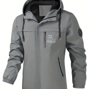 Jaqueta Casual Masculina [Escolha Popular] – Leve, de Poliéster, com Capuz, Bolsos com Zíper, Punhos e Bainha Elásticos, Lavável à Máquina para Atividades ao Ar Livre na Primavera e Outono