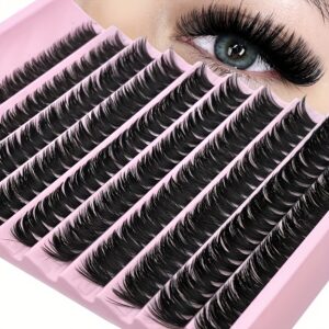 Conjunto de Extensão de Cílios DIY 200pcs Macios e Leves 80D 40D 30D – Comprimentos Misturados 8-16mm, Ultra Finos 0.07mm, Naturais, Denses, Extra Grossos para Todos os Formatos de Olhos, Efeito Rússia 3D para Uso Diário e Festas