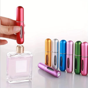 Mini Garrafa de Spray de Alumínio Recarregável Portátil para Perfume de Carro – Atomizador de Tamanho de Viagem para Cosméticos.