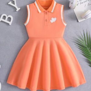 Elegância Esportiva] Vestido Vermelho de Tênis e Atlético para Meninas – Poliéster Respirável e Absorvente de Suor com Elasticidade | Design Sem Mangas com Letras Pretas para Esportes e Uso Casual