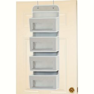 Organizador de armazenamento pendurado em tecido atrás da porta, organizador de armazenamento sobre a porta, organizador de armazenamento pendurado no guarda-roupa, 4 prateleiras, 4 bolsos de grande capacidade, para quarto, banheiro, despensa, armazenamento doméstico