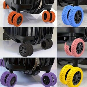 16pcs Capas de Roda de Bagagem de Silicone, Redução de Ruído & Absorção de Choque Protetores de Roda de Mala, Acessórios de Viagem Duráveis para Cadeiras de Escritório & Bolsas com Rodas (Laranja, Azul, Preto, Rosa, Roxo, Amarelo), Bagagem para Viagem