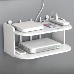 1pc Caixa de TV Set-Top Suporte de Parede Decoração Pendurada na Parede Prateleira de Armazenamento Sem Perfuração Roteador Prateleira de Armazenamento WiFi Prateleira de Parede