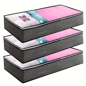 Grande Bolsa Dobrável para Armazenamento Embaixo da Cama – Organizador de Roupas e Edredons de Tecido Não Tecido Durável com Alças Resistentes para Organização do Quarto e Desordem – Solução de Economia de Espaço para Roupa de Cama, Roupa de Cama e Itens Fora de Temporada