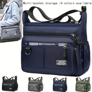 Mala de ombro Oxford ajustável para homem – Mala de ombro com alça confortável e vários bolsos com fecho de correr para saídas casuais, viagens e estudantes, verde, mala de ombro para viagem