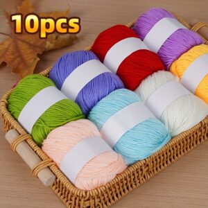 10pcs Fios de Seda Luxuosos – Macios, Amigáveis à Pele, Lã e Caxemira para Tricô e Crochê – Ideais para Suéteres, Cachecóis, Chapéus | Cores Sortidas