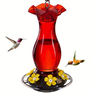 Bebedouro de Beija-flor Ant-Moat: Capacidade de 18 oz, 6 Portos de Alimentação, Resistente a Vazamentos, 24,89 cm de Altura x 14,22 cm de Diâmetro, Apropriado para Beija-flores, Não Requer Bateria