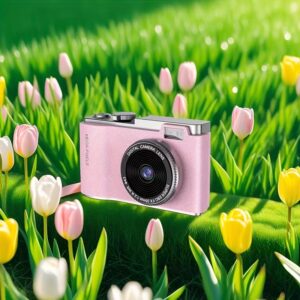 Câmera CCD de estilo vintage 4K HD – Câmera dupla frontal e traseira, câmera digital compacta para estudantes, disponível em várias cores, presente ideal para amantes da fotografia