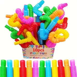 10 unidades de Brinquedos Pop Tubes para habilidades motoras finas e aprendizado, cor aleatória