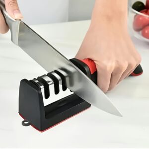 1pc ProSharp Nível 4 Afiador de Faca com Aço de Tungstênio, Diamante, Pedras de Moagem de Cerâmica – Afiador de Faca de Cozinha Manual, Não Elétrico, Apropriado para Vários Tipos de Facas