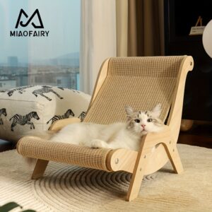 Rede & Arranhador 2-em-1 para Gatos – Corda de Juta Durável, Sem Desgaste, Cadeira de Descanso para Animais de Estimação para Todas as Estações, Cama para Gatos, Tapete Arranhador, Rede, Durável