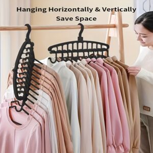Conjunto de 3 Cabides Pretos de Plástico com Design de Ganchos Múltiplos – Organizador de Armário que Economiza Espaço para Casa e Viagem, Durável e Leve, Perfeito para Arrumação Ordeira da Guarda-Roupa, Cabides para Roupas