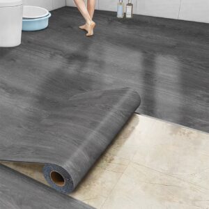 Rolo de Piso de Vinil Adesivo de Fácil Instalação – 45.01cm x 3.0 metros, Design de Tábua de Madeira à Prova d’Água para Cozinha, Banheiro, Sala de Estar, Quarto, RV