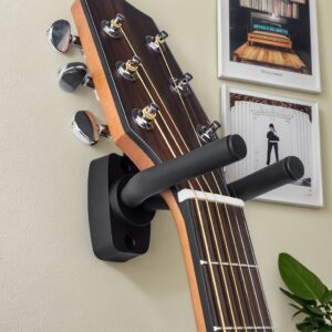 Suporte de Guitarra Parede Ajustável, Espuma Antiderrapante de Aço Inoxidável, Instalação Fácil, Preto, para Guitarras, Ukulele, Violino – Suporte de Exibição de Instrumentos