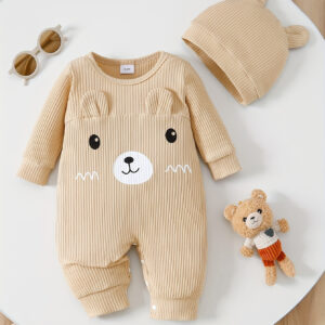 Macacão de Urso Tridimensional Fofo para Crianças + Chapéu Confortável