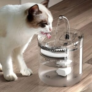 Dispensador de Água Inteligente para Gatos de 1.8L com Torneira, Dispensador de Água para Cães, Dispensador de Água Transparente, Alimentador com Filtro de Água para Animais de Estimação