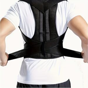 Corretor de Postura para Adultos | Suporte Invisível para as Costas | Fibra de Poliéster Preta | Alinhador Superior Ajustável com Alças de Ombro e Suporte Lombar | Design Confortável e Respirável para Melhorar a Postura, Ortese para Uso Diário | Design Ergonômico | Poliéster Respirável, Corretores de Costas