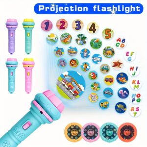 32 Padrões 4 Diapositivos, Lanterna de Projeção para Crianças, Brinquedo Educativo. Animais, Dinossauros, Carros, Espaço, para Cognição Divertida e Educação para a Hora de Dormir