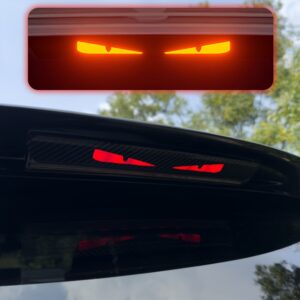 Olhos de Monstro Adesivo para Luz Traseira de Carro – Olhos de Demônio de Desenho Animado Decalque de Luz Traseira, Padrão de Fibra de Carbono, Projeção Noturna Transparente, Tema de Terror Divertido, Autoadesivo, Uso Único, para Superfícies de Plástico e Vidro, Decalque Temático de Animais e Fantasia