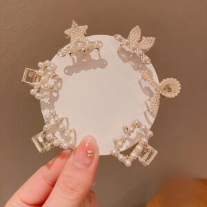 Conjunto de 6/7/10 Presilhas para Cabelo com Pérolas e Strass Elegantes e Estilosos