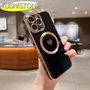 Capa De Telefone Magnética Em Forma De Coração Compatível Com Iphone 16 Pro Max/ 16 Pro/ 16/ 15 Pro/14 Pro Max/13/14/12 Pro Max/ 11 Capa De Proteção De Lente De Borda Macia