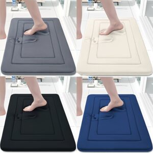 Tapete de banheiro de lã de coral antiderrapante – Macio, lavável e durável com base de PVC para segurança e conforto, disponível em cinza, branco, preto, azul marinho e bege, Tapete de banheiro