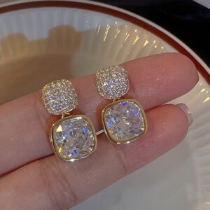 Brincos Vintage Elegantes com Strass Pendentes e Balançantes para Mulheres, Construção em Liga de Zinco com Agulha de Orelha de Cobre, Sem Banho, Joias Versáteis para Todas as Estações para Ocasiões Diárias e de Festa – 1 Par