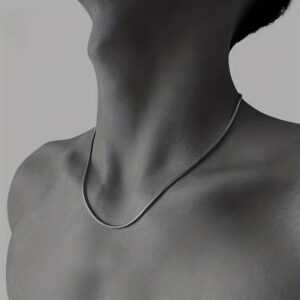 1pc Colar Minimalista de Aço Inoxidável para Homens, Estilo Fashion Hip Hop Punk, Sem Pingente, Corrente Prateada de Joia para Presente de Festa