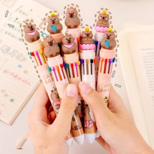 4pcs Capybara 10-cores Bola Redonda Caneta Esferográfica, Várias Cores – Perfeitas para Suprimentos Escolares e de Escritório Cores Aleatórias