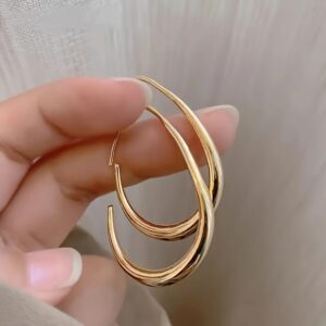 Brincos Elegantes Minimalistas em Forma de Gota de Água para Mulheres – Joias Chiques de Liga de Zinco, Presente Perfeito para Ela