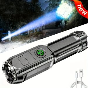 1pc Lanterna de Mão Recarregável USB Super Brilhante Anyice, Bateria de Lítio 400-1.0mAh, À Prova d’Água com Empunhadura Texturizada – Perfeita para Camping, Mochilão & Caminhada, Inclui Cabo USB, Lanterna Recarregável
