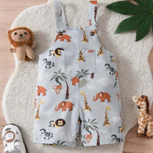 Macacão Confortável Com Estampa De Animais Para Bebês, Roupa De Menino