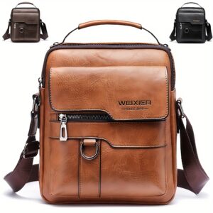 Mala de mensageiro em couro autêntico para homem, estilo vintage, mala de negócios