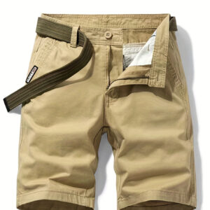 Shorts Casuais de Trabalho Masculinos para o Verão com Múltiplas Bolsos, Sem Cinto