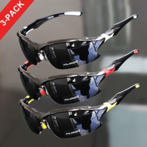 Conjunto de 3 Óculos Polarizados da Marca COMAXSUN para Homens e Mulheres – Leves, Lentes TAC, Armação em PC, Estilo Casual, Uso Profissional, Para o Dia a Dia, Inclui Pano de Limpeza, Escolha Ideal para Presentes