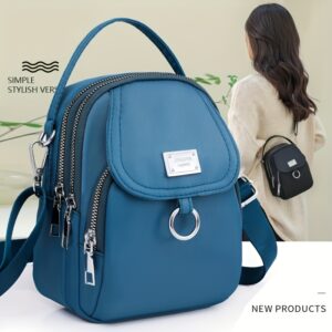 Elegante Bolsa Transversal de Nylon para Mulheres, Bolsa de Ombro de Grande Capacidade, Cor Sólida, Fecho de Zíper, Forrada em Poliéster, Versátil para Uso Diário e Ocasiões Especiais, Opções Vermelha/Preta