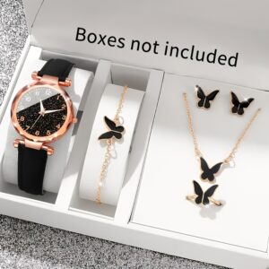 Conjunto de 6 Relógios de Quartzo Exclusivos para Mulheres e Acessórios de Borboleta