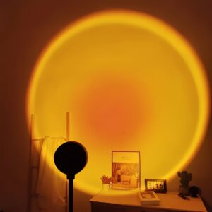 Lâmpada de Projeção de Pôr do Sol USB – Projetor de Luz Arco-íris Romântico para Decoração de Quarto & Sala de Estar, Brilho Ajustável, Design Moderno em Plástico, Perfeito para Fundos de Fotos & Ambiente Aconchegante, Lâmpada de Mesa para Quarto