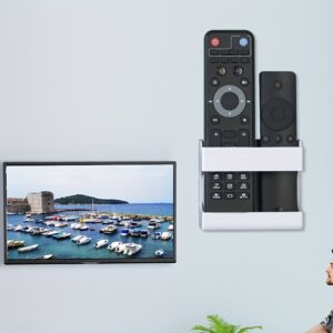 Suporte de carregamento de celular adesivo para parede, caixa de armazenamento de controle remoto, caixa organizadora multifuncional para visualização horizontal de celular.