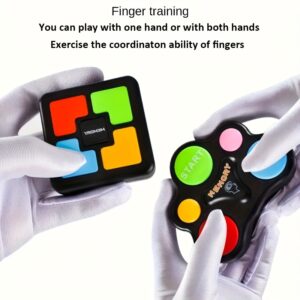 Jogo de Memória Portátil Interativo com Luzes e Sons – Brinquedo Educativo para Desafiar o Cérebro de Crianças, Presente de Aniversário ou Natal Perfeito, Preto