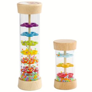 Brinquedo de Arco-íris de Madeira, Instrumento Musical Educacional Inicial, Temporizador Sensorial de Contas de Acrílico Coloridas, para Crianças de 3 a 6 Anos de Idade