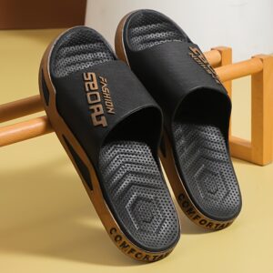 Chinelos de Moda Masculinos – Antiderrapantes, Resistentes a Odores, Sandálias de Praia de Verão | Chinelos de PVC Confortáveis com Sola Texturizada para Uso Interno e Externo, Sandálias de Verão