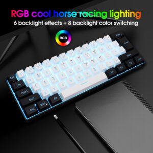 [1pc Mini Teclado de Jogo RGB] SNPURDIRI Teclado de Jogo 60% com Fio, Mini Portátil 61-Teclas de Membrana, Iluminação Traseira RGB, Alimentado por USB, com Cabo USB, para Jogador de PC/Mac, Digitador, Teclado Portátil