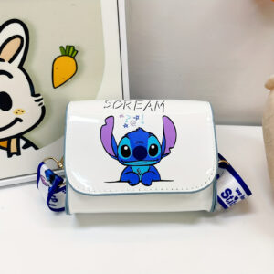 1 unid./2 unids. Bolsa de Ombro Estilo Disney Stitch Multicor – Estampa de Animais Fofos em Desenho Animado, Alça Removível, Fechamento Magnético, Forro de Lona, Material PU, Lavável à Mão
