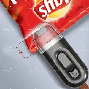 Seladora e Cortador Portátil de Vácuo Térmico 2-em-1 para Alimentos – Semiautomática para Petiscos, Biscoitos, Chips | Acessório de Armazenamento de Cozinha Preto com Energia por Pilhas (2 AA Não Incluídas)