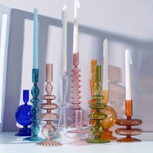 Suporte criativo e minimalista para velas de vidro transparente, vaso de vidro lacado, suporte de velas artesanais, suporte de velas de arte romântica para sala de estar, decoração de mesa de homestay e acessório de velas