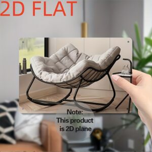 Arte de parede em lata retrô cadeira balançante de ferro 2D plana, [JIT], 2D1 peça, arte de parede em lata 2D plana, multifuncional, fácil de pendurar, não requer eletricidade, adequada para decoração de sala de estar, escritório, quarto
