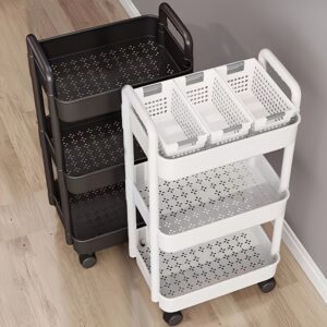 Carro Organizador de Armazenamento Multicamadas – Plástico Durável, Fácil de Mover, Ideal para Cozinha, Banheiro, Quarto – Branco