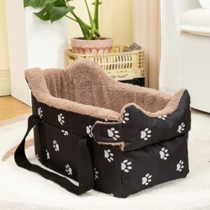 Assento Elevador Aconchegante para Cães Pequenos & Gatos – Cama de Viagem de Segurança Portátil para Console Central, Poliéster Durável